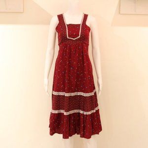Burgundy Floral Prairie Dress